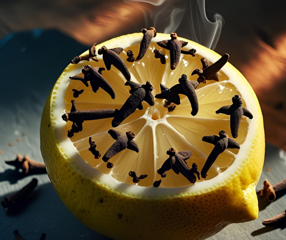 des clous de girofle sur un citron