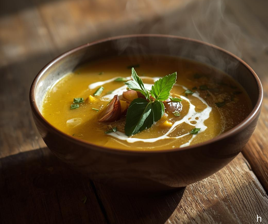 soupe avec de l'échalote