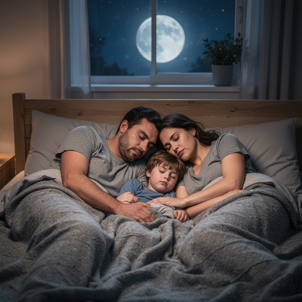 parents qui dorment avec l'enfant