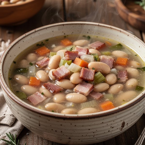 soupes aux haricots blancs et lardons